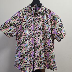 Massive Men's Large Shirt Geometric 80s 90s Retro Memphis Print Button Up